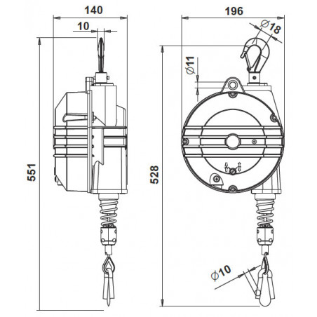 Equilibreur de charge Tecna ATEX 9357AX - Capacité de 14 à 18 kg